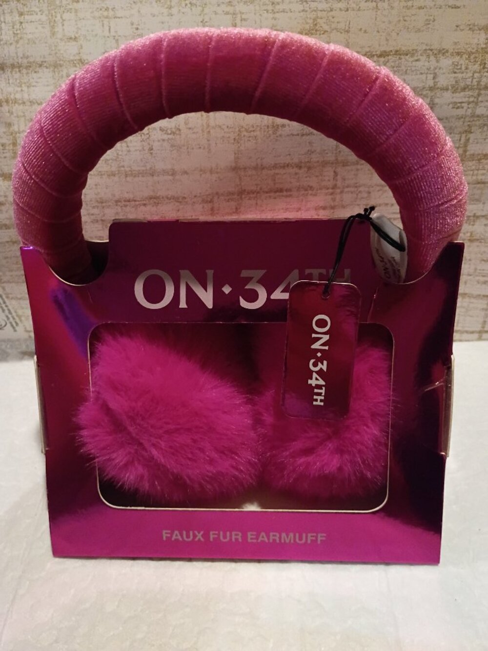 Brand New On 34th Earmuffs Faux Fur Hot Pink Great Christmas Gift